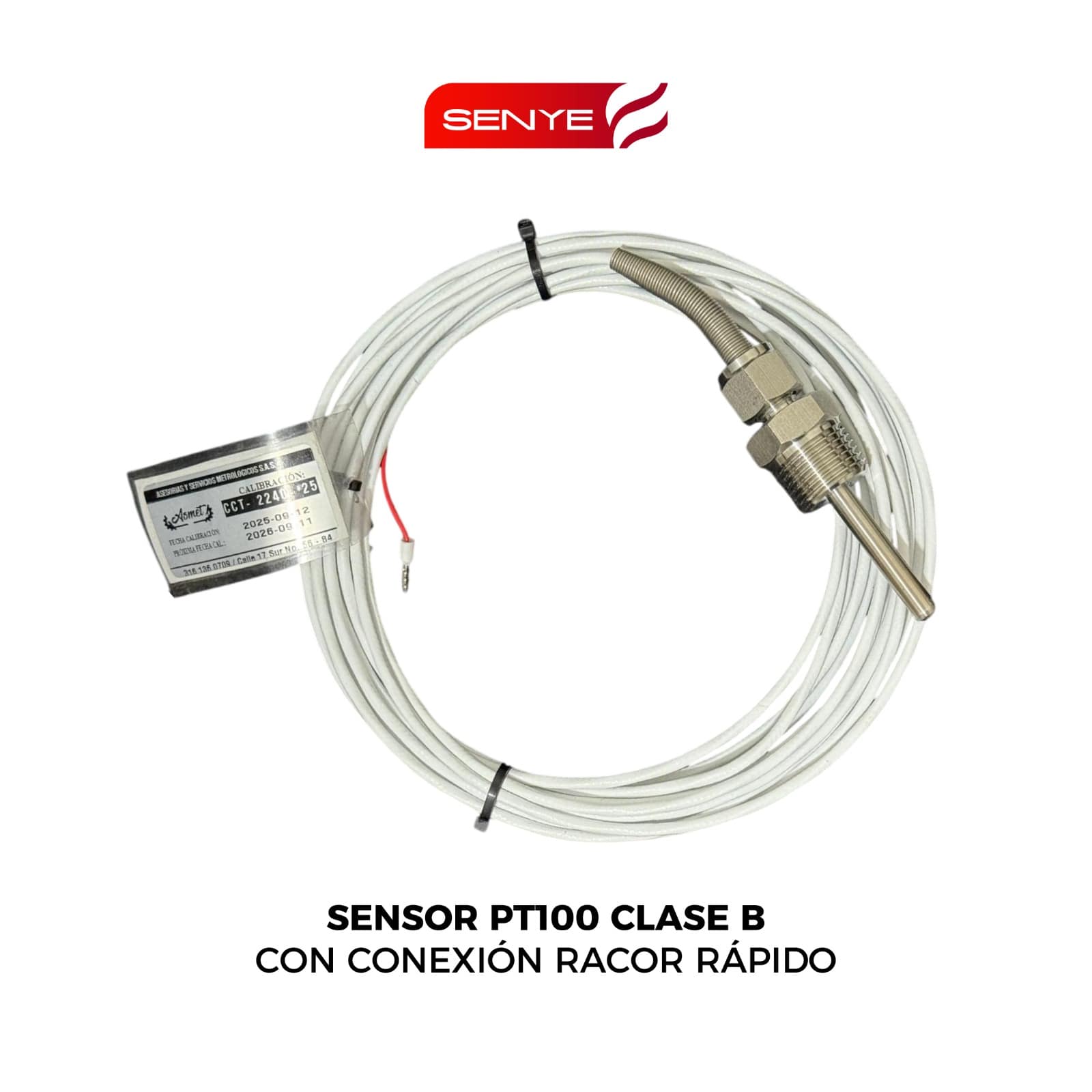 Sensor PT100 Clase B con conexión racor rápido - Termosoluciones & Control